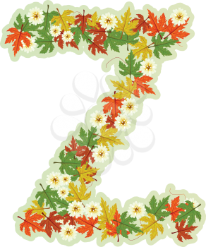 Pattern letter Z made from flowers and leaves