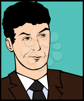 Illustration of a skeptic man in a pop art/comic style