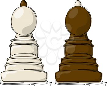 Chess bishop drawing against white background