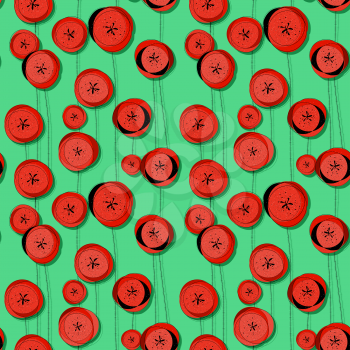 Poppy field abstract seamless pattern
