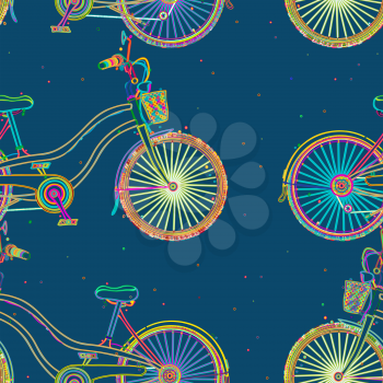 Whimsical pattern design of colored bicycles