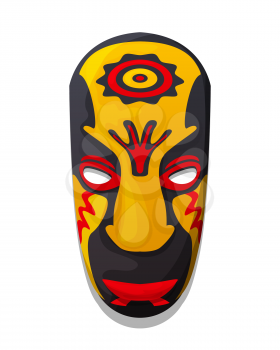 Vector decorative tribal mask, isolated object over white background