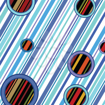 stripes and circles retro pattern, abstract vector art illustration