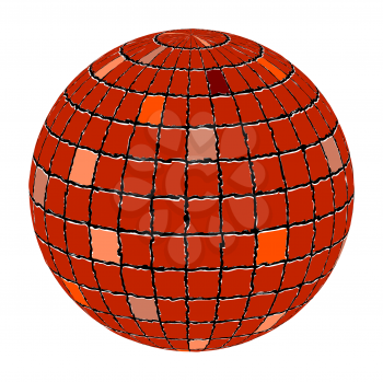 ceramic tiles sphere against white background, abstract vector art illustration