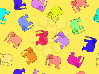 elephants seamless pattern, abstract texture; vector art illustration
