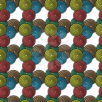 circles and colors pattern, abstract seamless texture; vector art illustration
