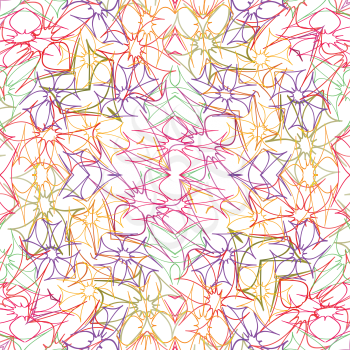 abstract flowers pattern, seamless texture; vector art illustration