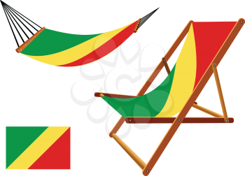 congo republic hammock and deck chair set against white background, abstract vector art illustration