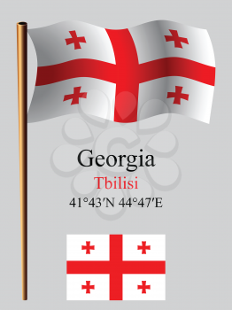 georgia wavy flag and coordinates against gray background, vector art illustration, image contains transparency