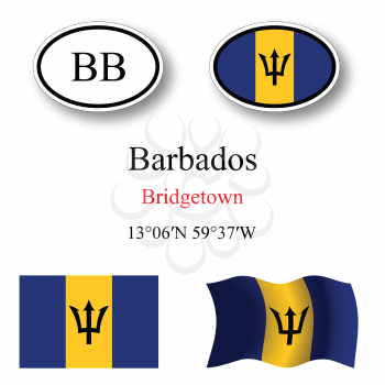 barbados icons set against white background, abstract vector art illustration, image contains transparency