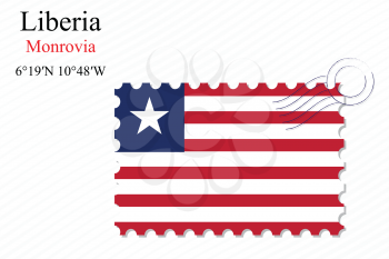liberia stamp design over stripy background, abstract vector art illustration, image contains transparency