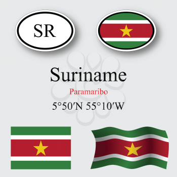 suriname set against gray background, abstract vector art illustration, image contains transparency