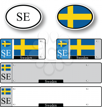 sweden auto set against white background, abstract vector art illustration, image contains transparency