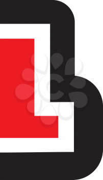 Royalty Free Clipart Image of a Red and Black B Shape