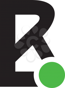 Royalty Free Clipart Image of a Black B With a Green Circle