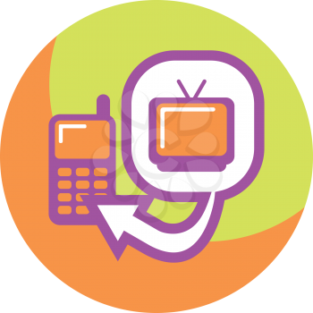 Royalty Free Clipart Image of a Cellphone With a TV