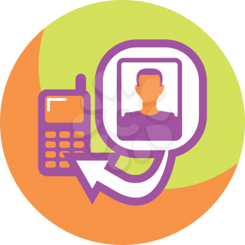 Royalty Free Clipart Image of a Cellphone With a Man's Head