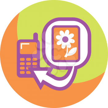Royalty Free Clipart Image of a Cellphone With a Flower