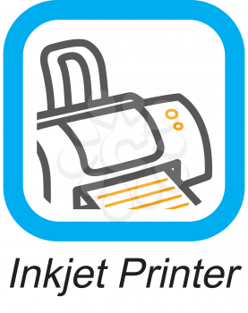Royalty Free Clipart Image of an Inkjet Printer Button