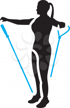 Royalty Free Clipart Image of a Woman With Resistance Ropes