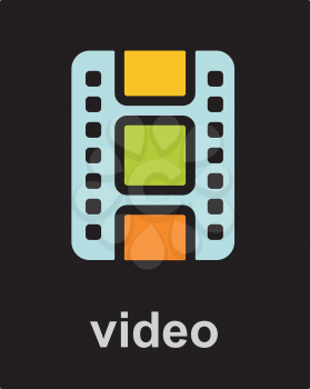 Royalty Free Clipart Image of Film and the Word Video