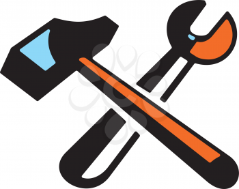 Royalty Free Clipart Image of a Hammer and Tools