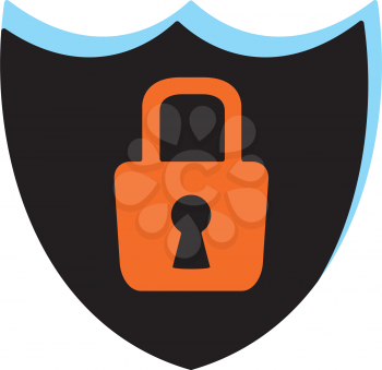 Royalty Free Clipart Image of a Shield and Lock