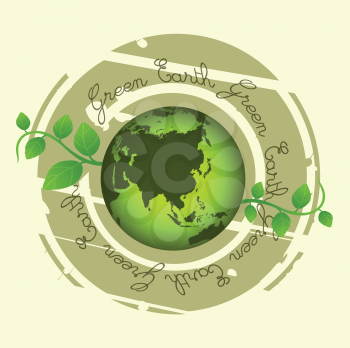 Royalty Free Clipart Image of a World With Green Earth Around the Outside