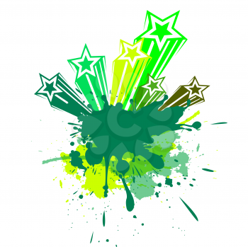 background with green splash and stars
