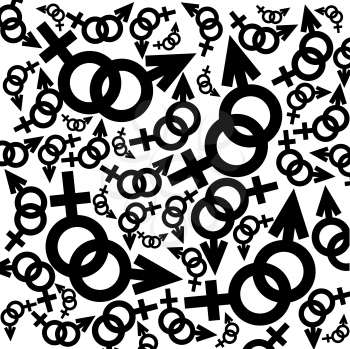 black and white background with feminine and masculine signs