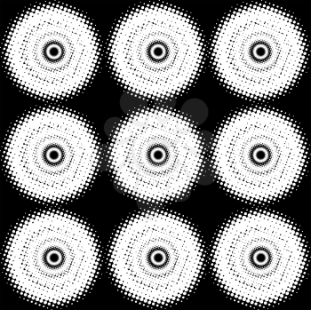 black and white halftone circles background