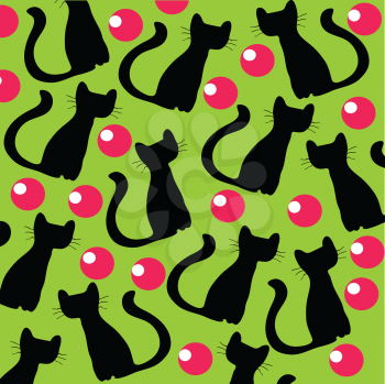 black cats on green background