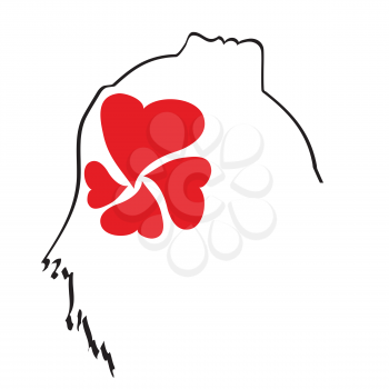 woman outlined profile with hearts