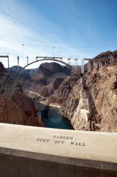 Royalty Free Photo of a Danger Sign at a Canyon