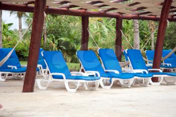Blue pool chairs