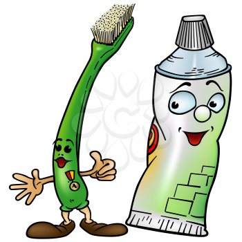 Royalty Free Clipart Image of a Toothbrush and Toothpaste