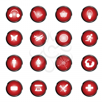 Royalty Free Clipart Image of a Set of Red Web Buttons