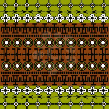 Ethnic African symbols background with green and brown