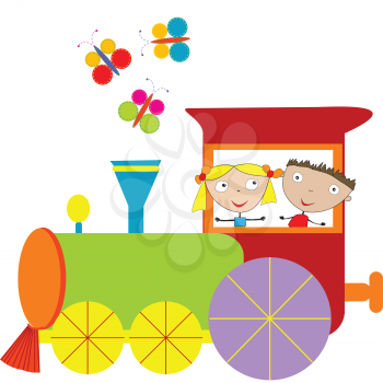 Children background with steam engine
