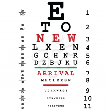 New arrival advertising with optical eye test used by doctors