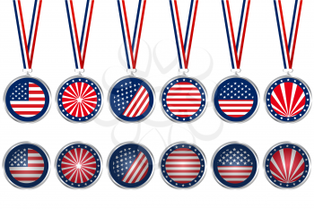 Royalty Free Clipart Image of US Medals and Buttons