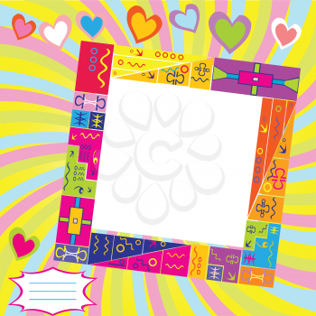 Scrapbook with frame for photo and place for text