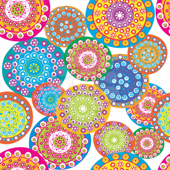 Colorful floral seamless pattern with doodle flowers