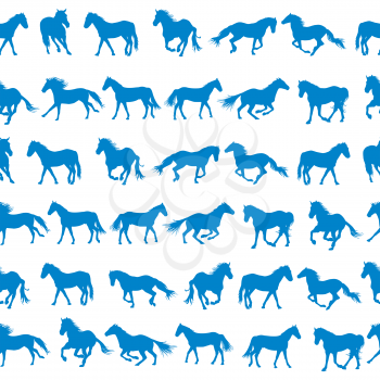 Seamless pattern with silhouettes of horses