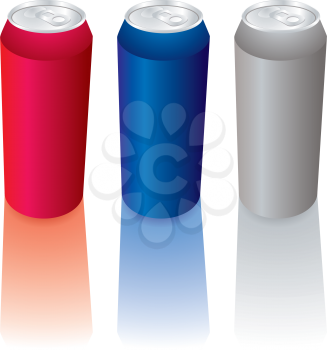 Royalty Free Clipart Image of Three Soda Cans