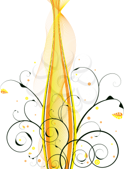 Royalty Free Clipart Image of a Yellow Band With Flourishes