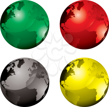 Royalty Free Clipart Image of Four Globes