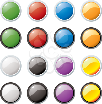 Royalty Free Clipart Image of a Set of Glass Buttons