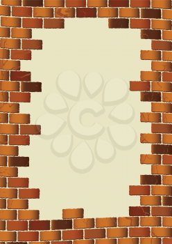 Royalty Free Clipart Image of a Brick Wall With a Hole