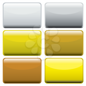 Royalty Free Clipart Image of Six Metallic Buttons